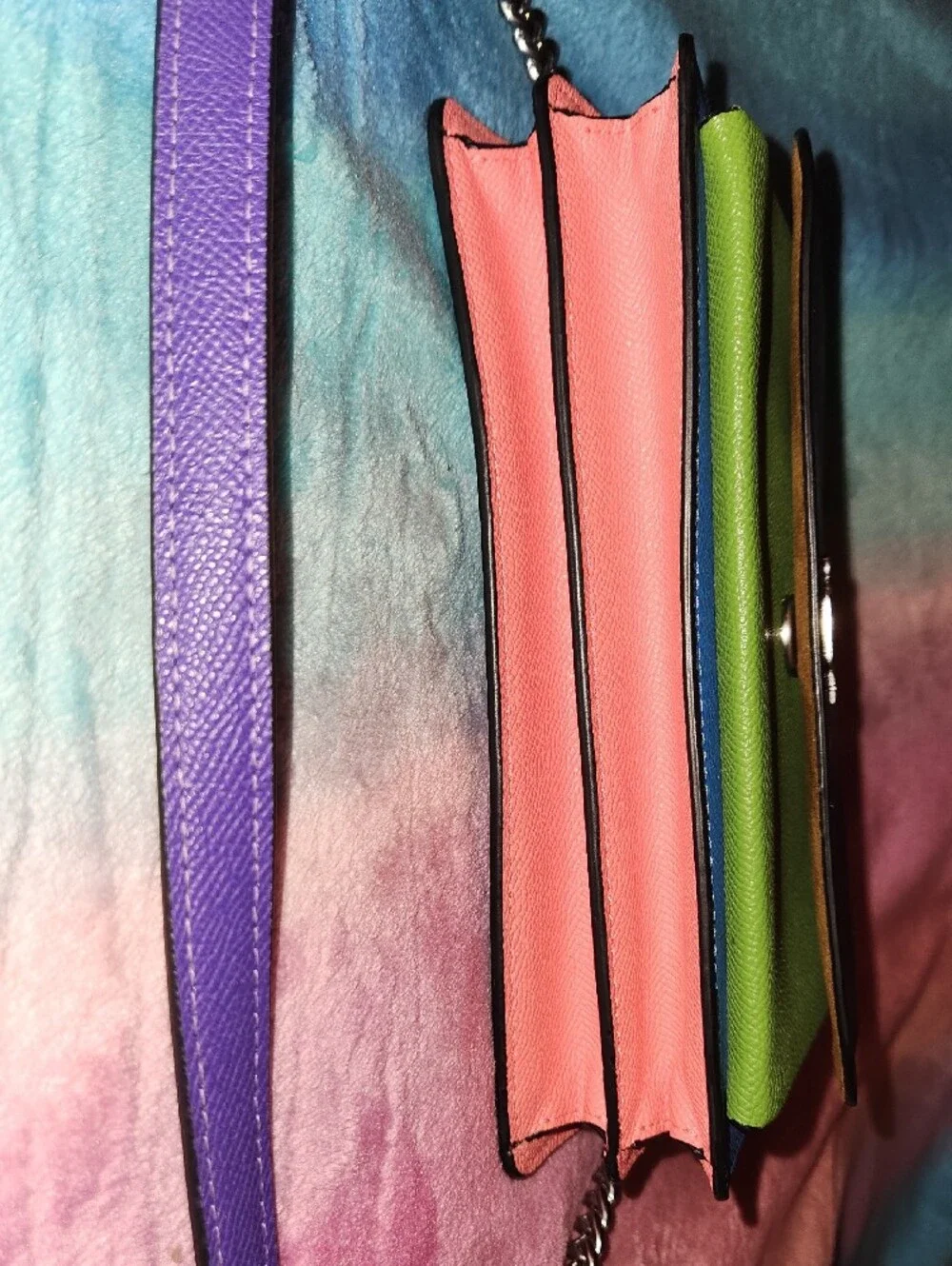 Coach Klare Colorblock Leather Crossbody Bag in Purple, Green & Blue